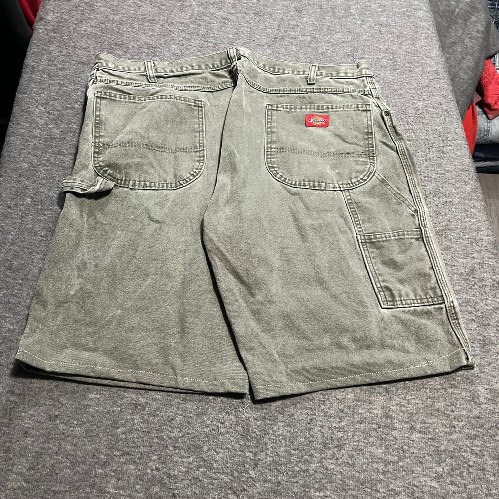 Dickies Mens Carpenter Shorts Olive Green Duck Canvas Utility Workwear 40 Waist